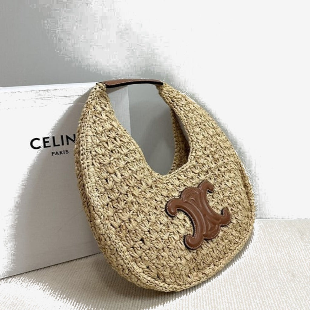 Céline - HOBO BAG IN Raffia and Calfskin