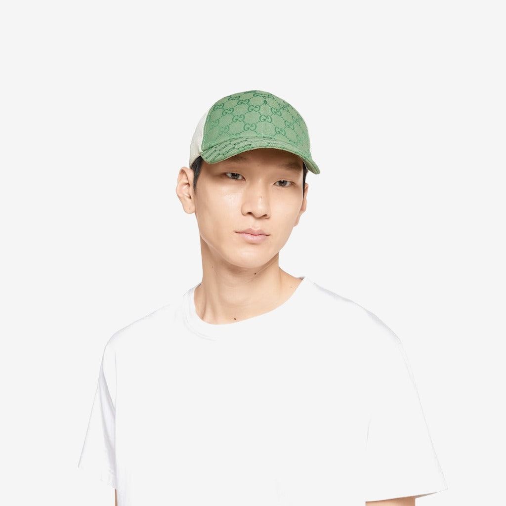 CASQUETTE EN TOILE ORIGINAL GG VERT BLANC