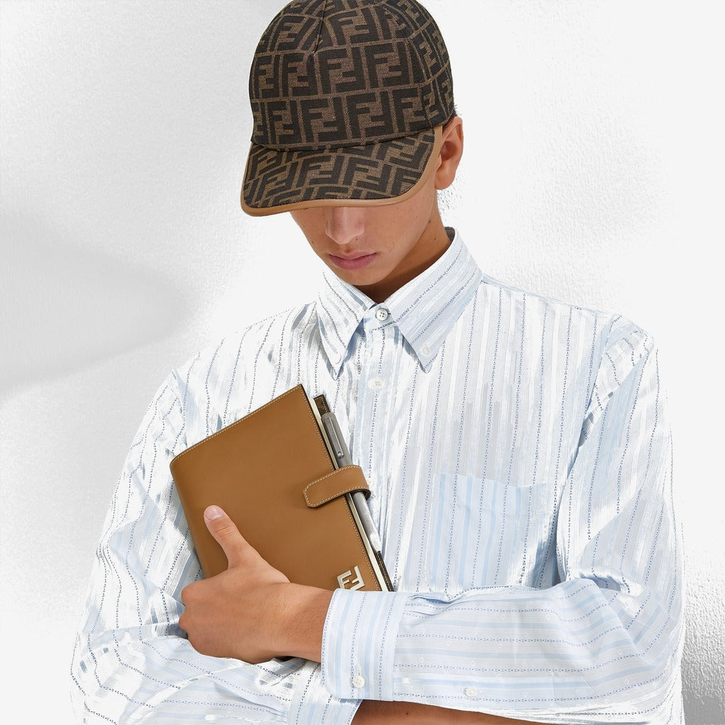 Casquette de baseball en tissu jacquard FF brun