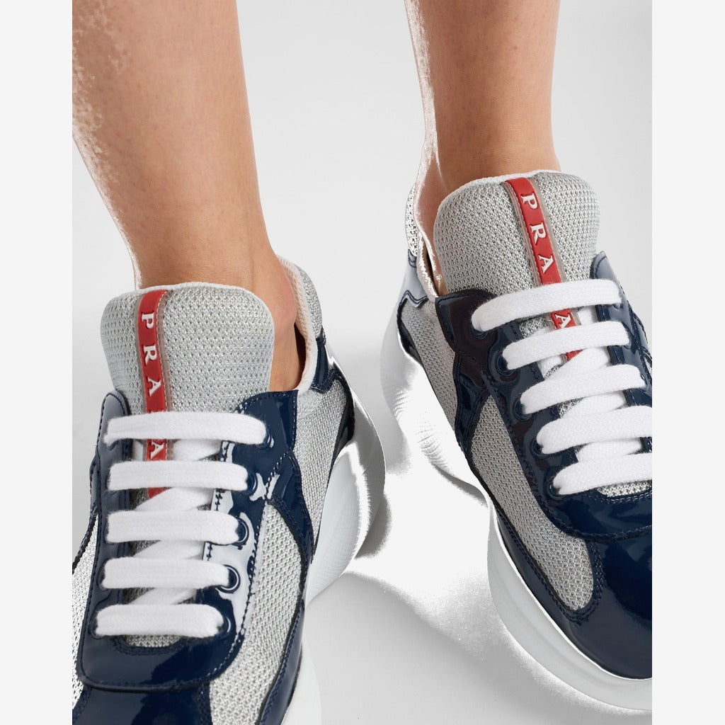 Baskets Prada America’s Cup en tissu Bike bleu roi