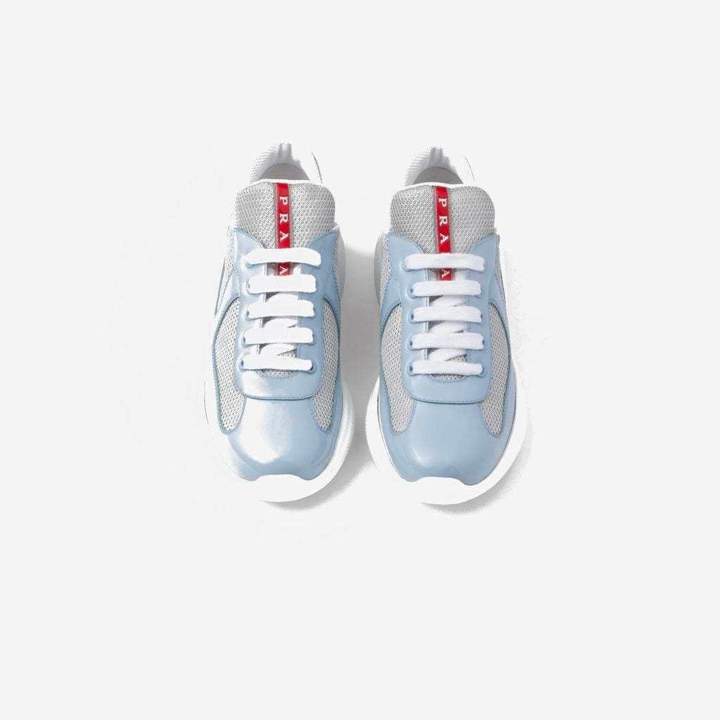 Baskets Prada America’s Cup en tissu Bike bleu ciel