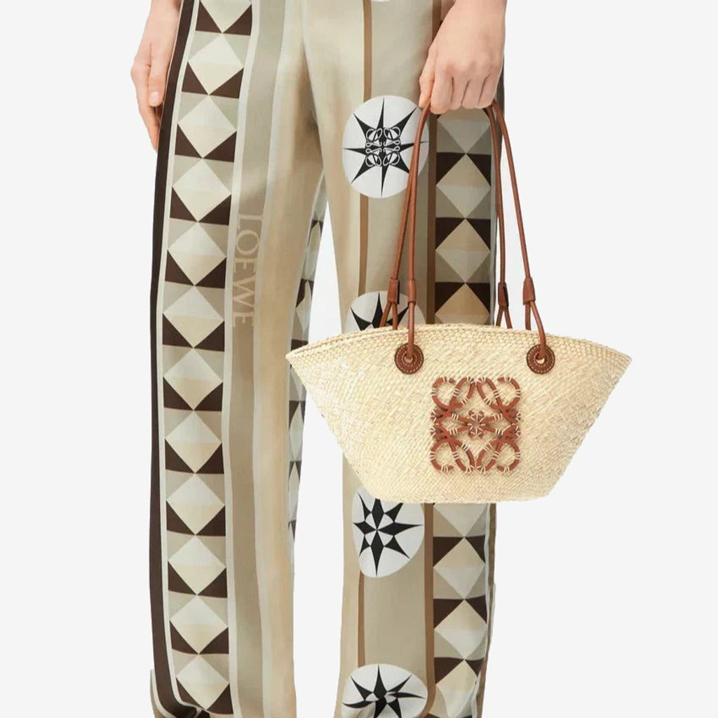 Loewe - Petit panier Anagram en palmier Iraca et cuir de veau Natural Tan