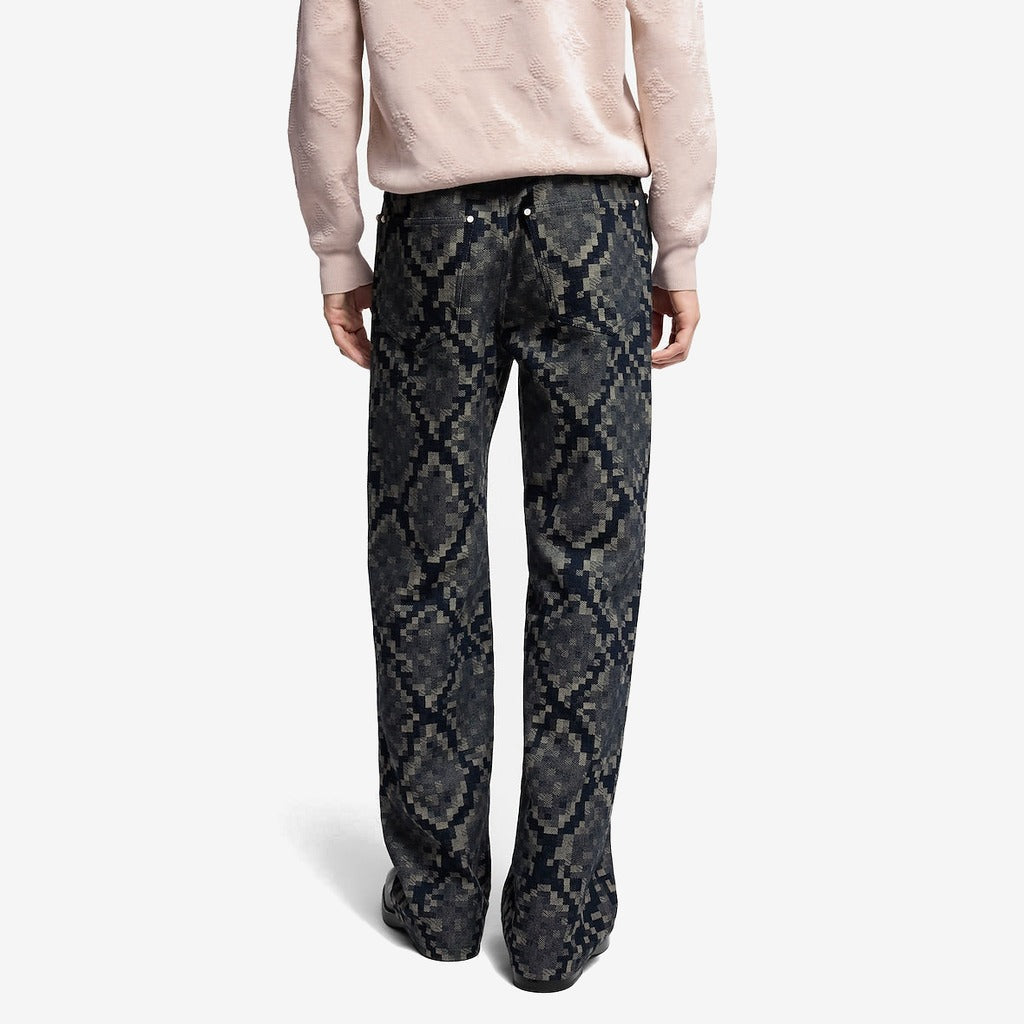 Pantalon droit en denim graphique