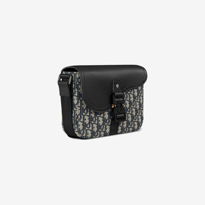 Sac Messenger à rabat Saddle Small Noir et Beige