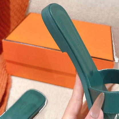 Hermes - Claquettes Vert Bouteille