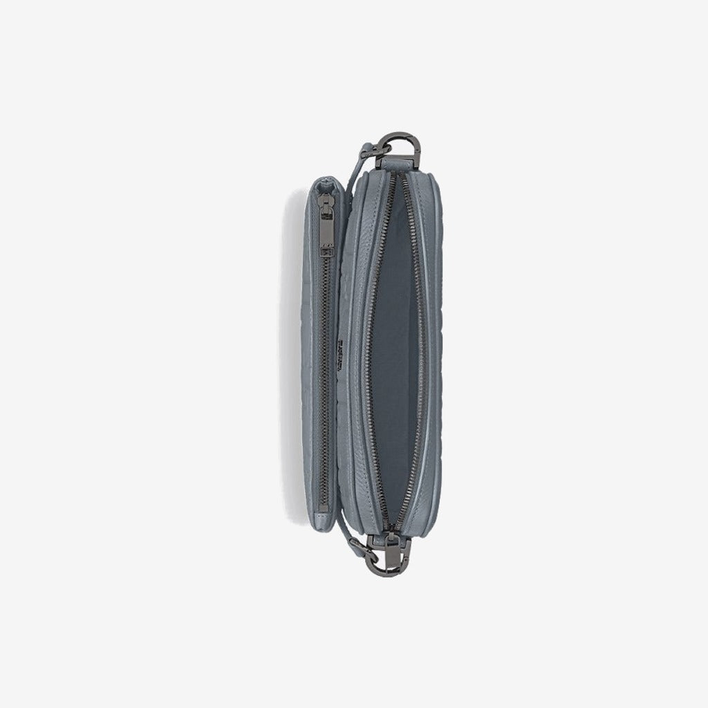 Triple Pouch Saddle Cuir Gris