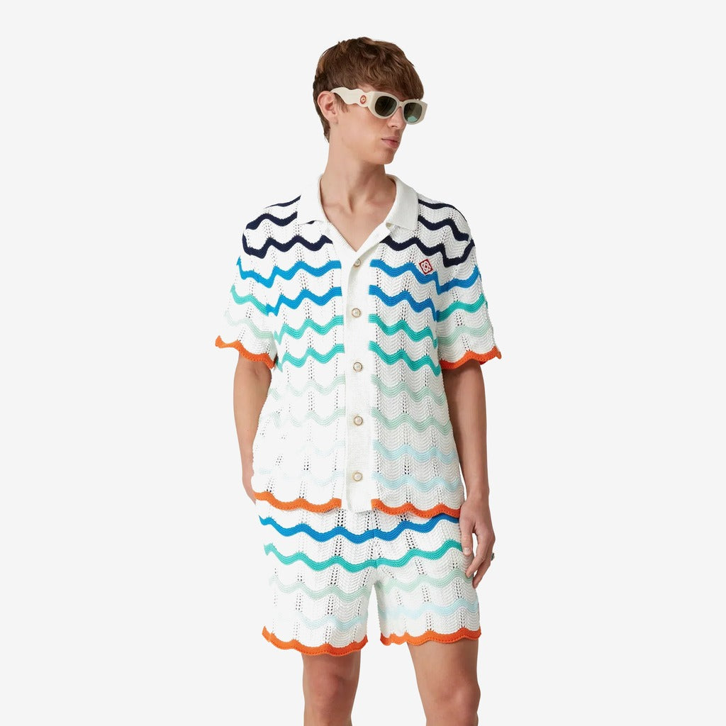 Gradient Wave Crochet Shirt