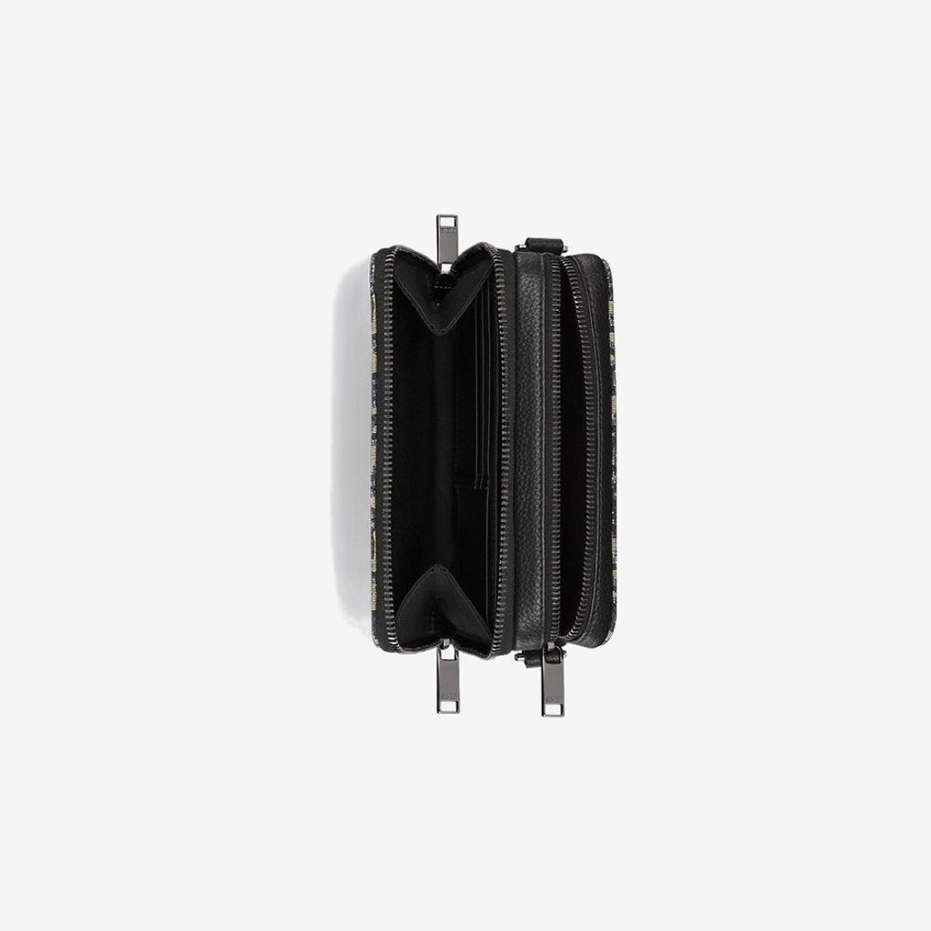 Pochette zippée à bandoulière Noir et Beige