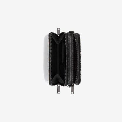 Pochette zippée à bandoulière Noir et Beige