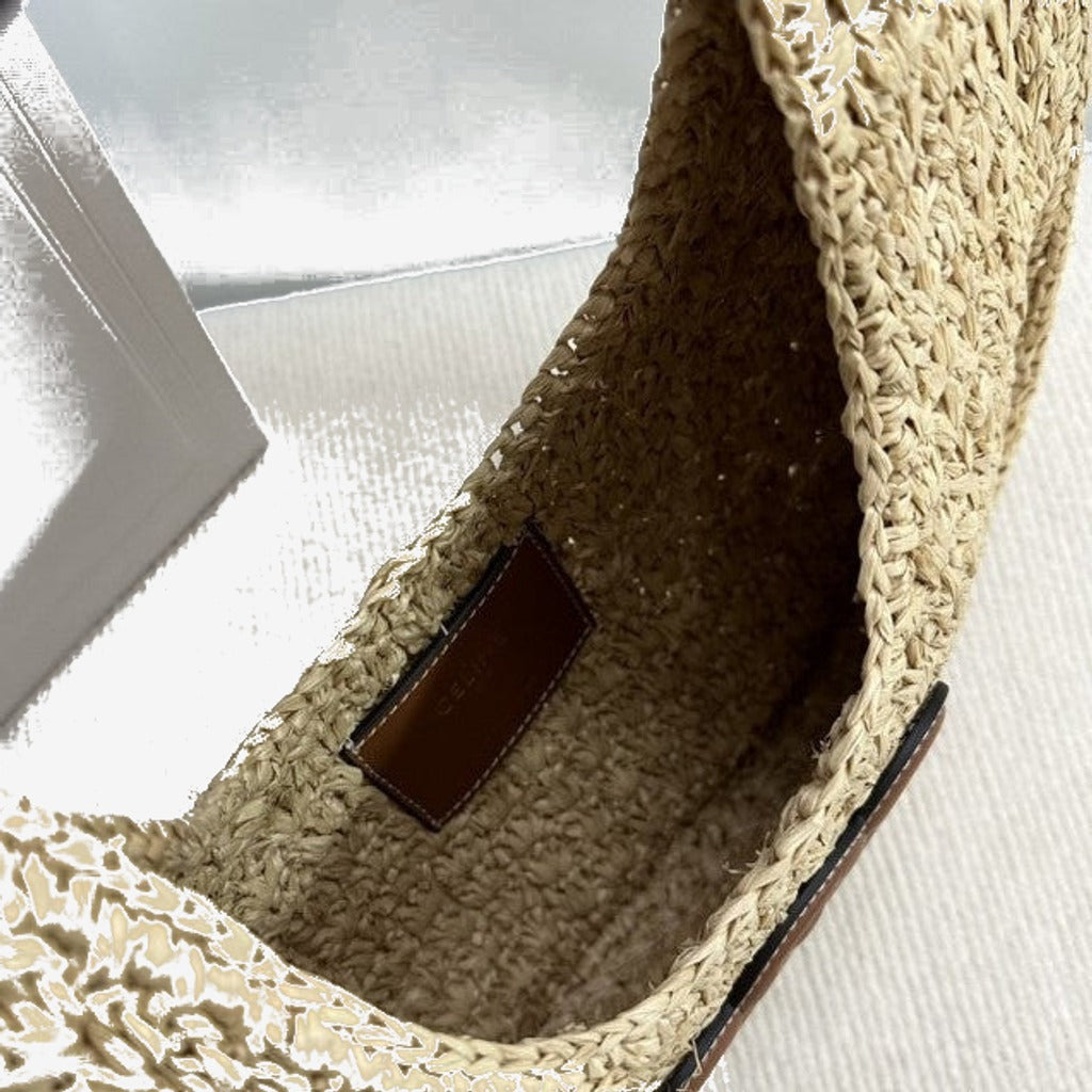Céline - HOBO BAG IN Raffia and Calfskin