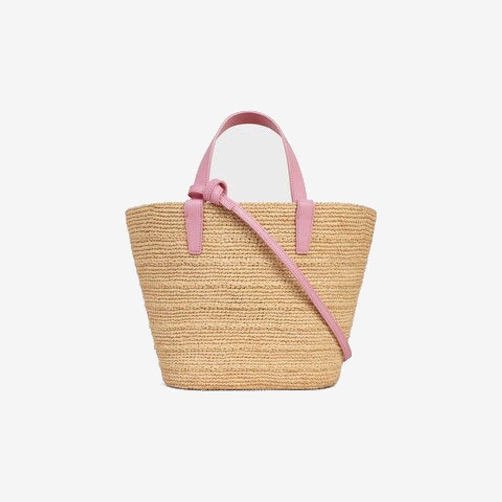 Céline - Classic Panier petit modèle Souple Raphia et veau Pink