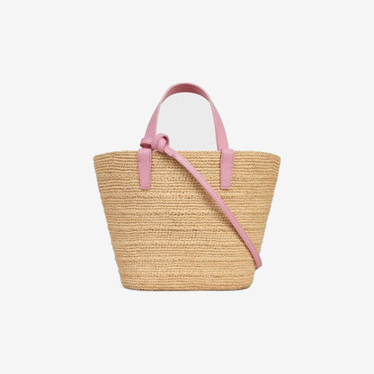 Céline - Classic Panier petit modèle Souple Raphia et veau Pink