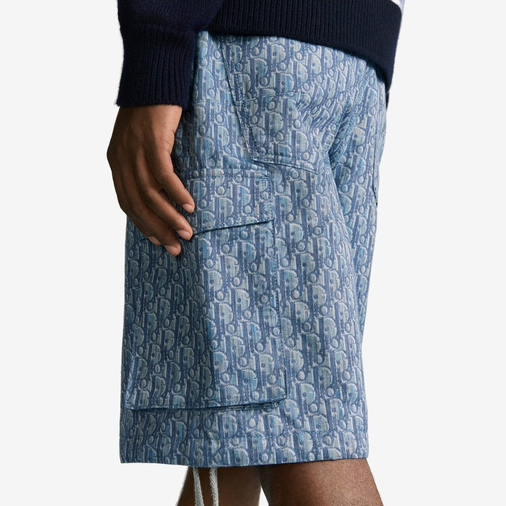 Bermuda cargo Dior Oblique Twill de coton mélangé bleu