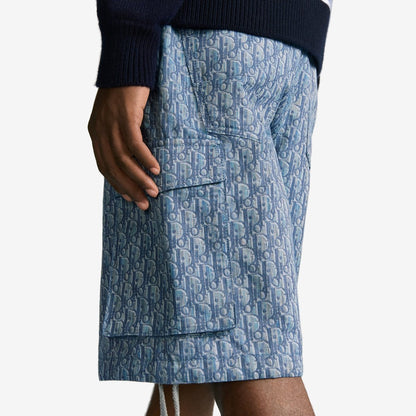 Bermuda cargo Dior Oblique Twill de coton mélangé bleu