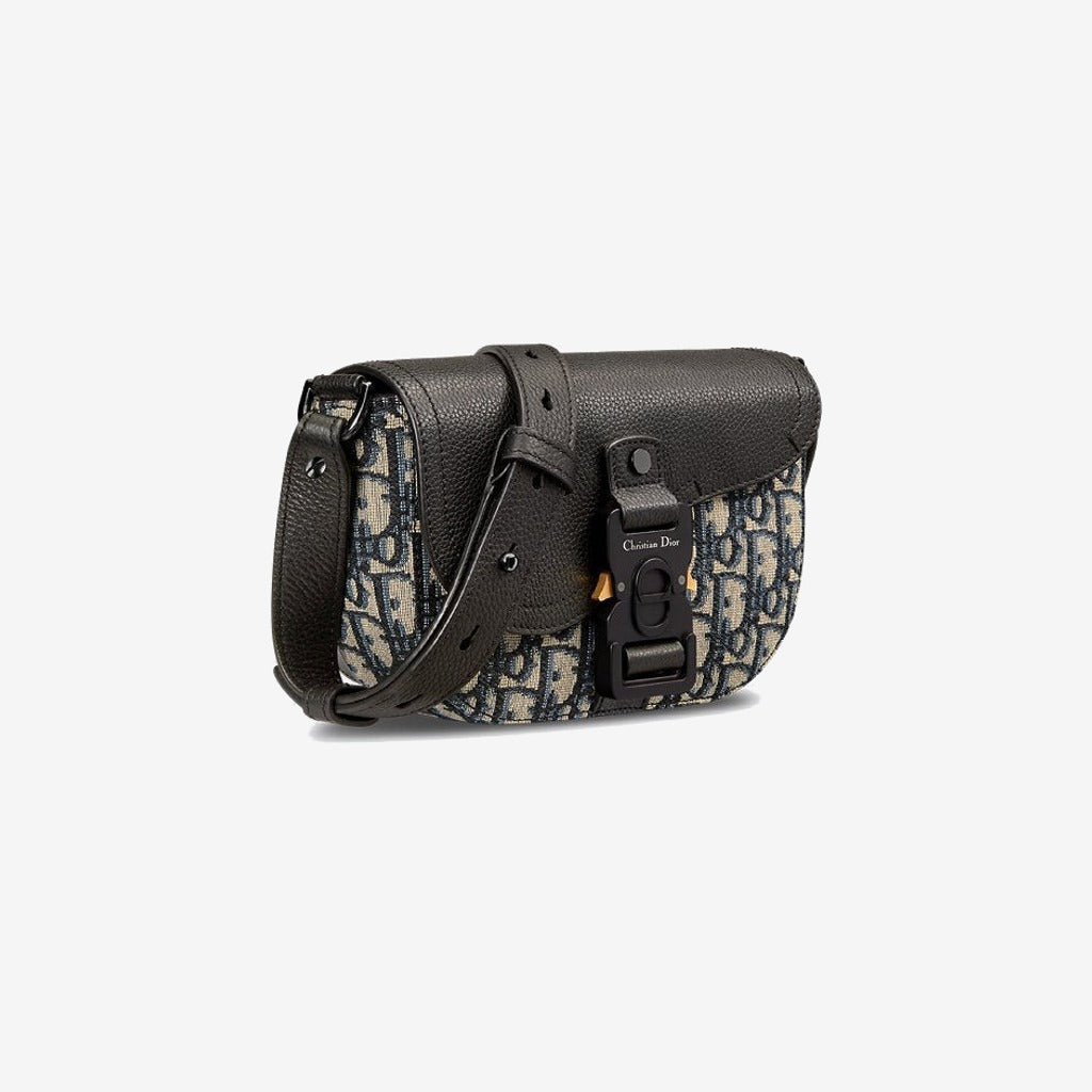 Mini sac Messenger à rabat Saddle Noir et Beige