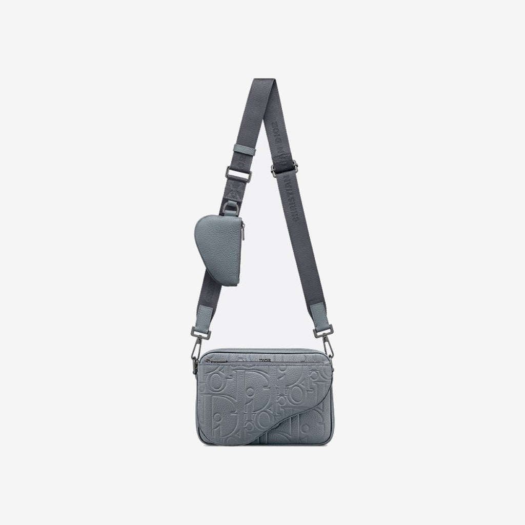 Triple Pouch Saddle Cuir Gris