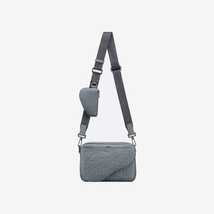 Triple Pouch Saddle Cuir Gris