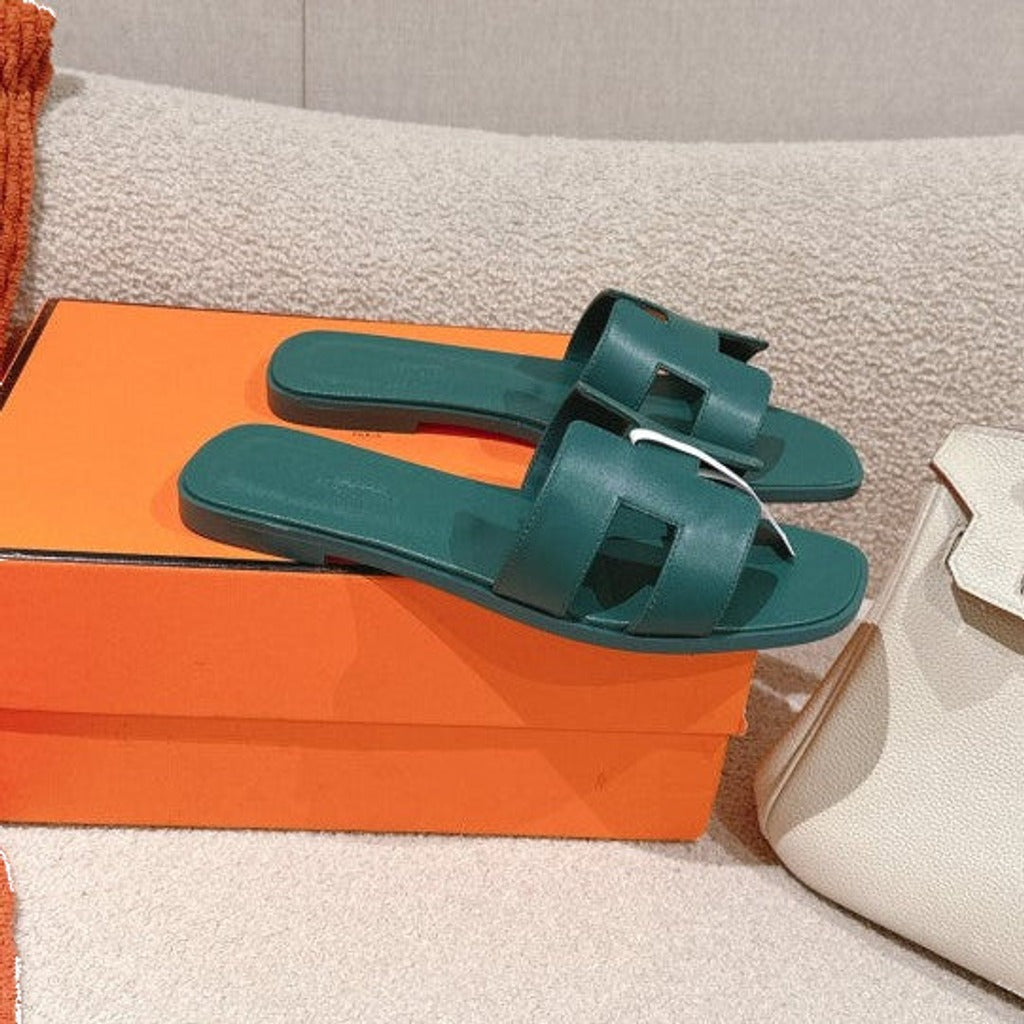 Hermes - Claquettes Vert Bouteille