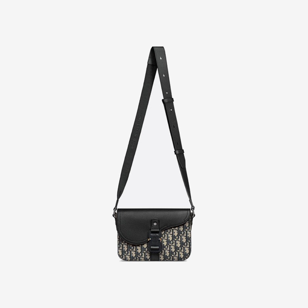 Sac Messenger à rabat Saddle Small Noir et Beige