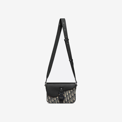 Sac Messenger à rabat Saddle Small Noir et Beige