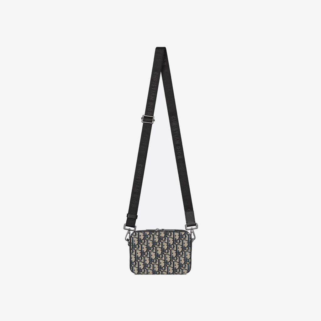 Pochette zippée à bandoulière Noir et Beige