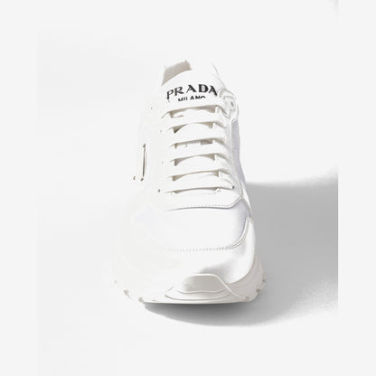 Basket Prada Blanc en cuir brossé