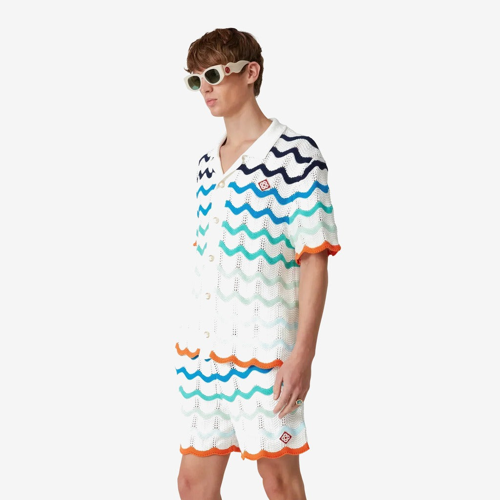 Gradient Wave Crochet Shirt