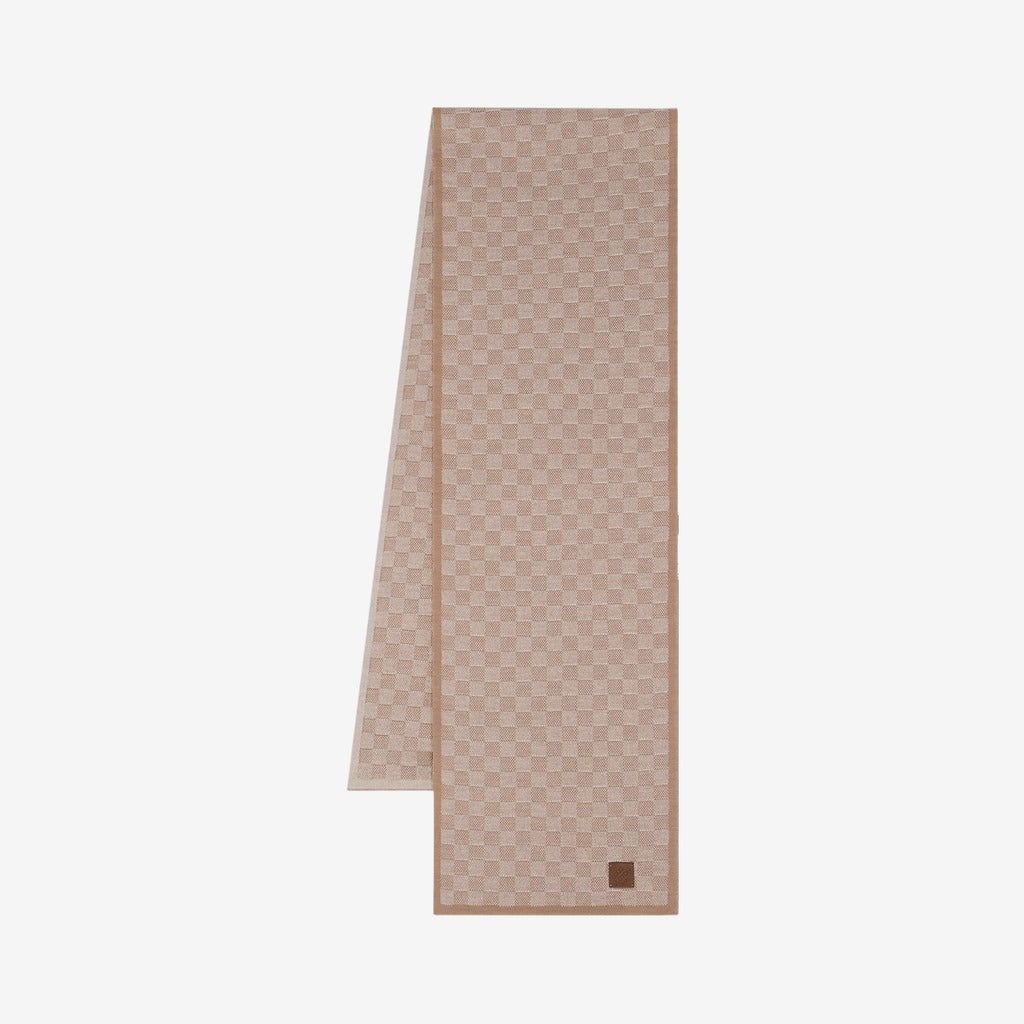 Écharpe LV Néo Petit Damier beige et crème à petits carreaux