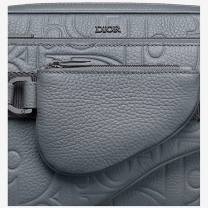 Triple Pouch Saddle Cuir Gris