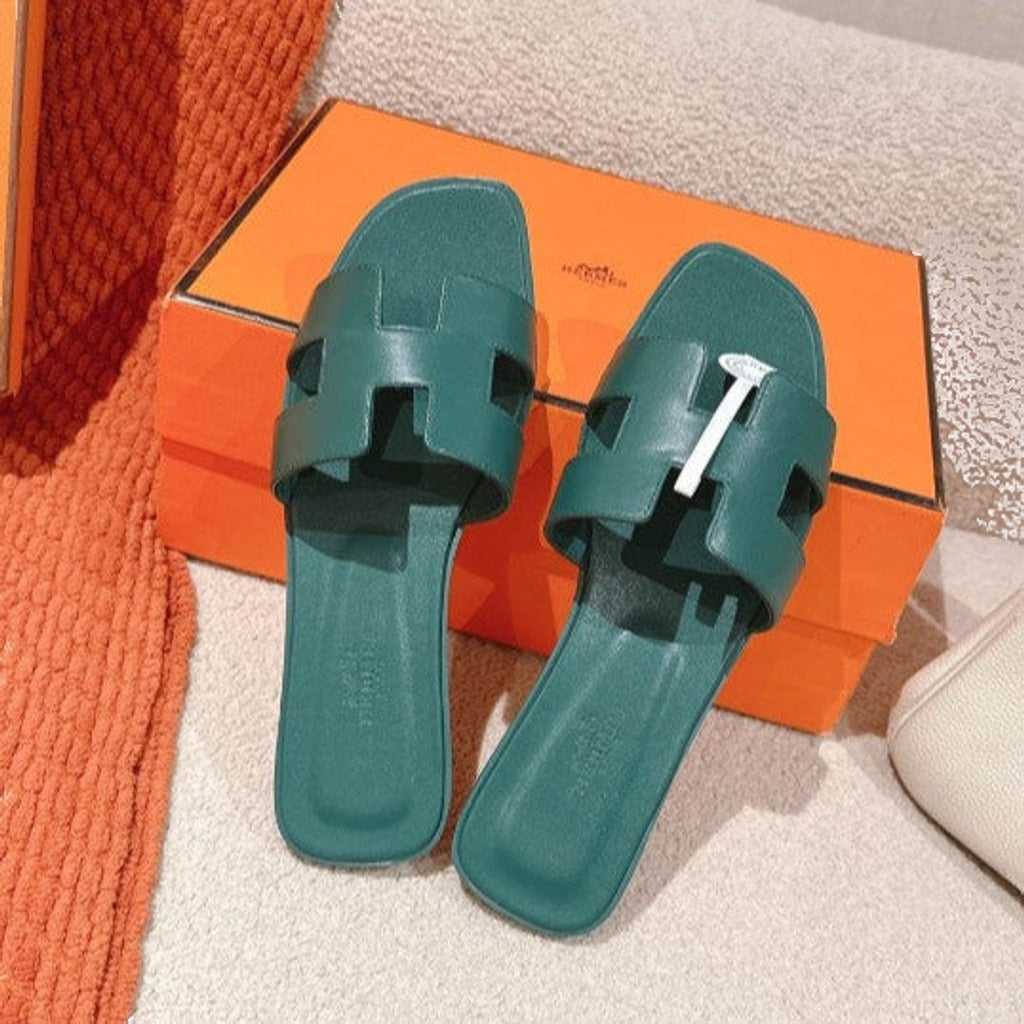 Hermes - Claquettes Vert Bouteille