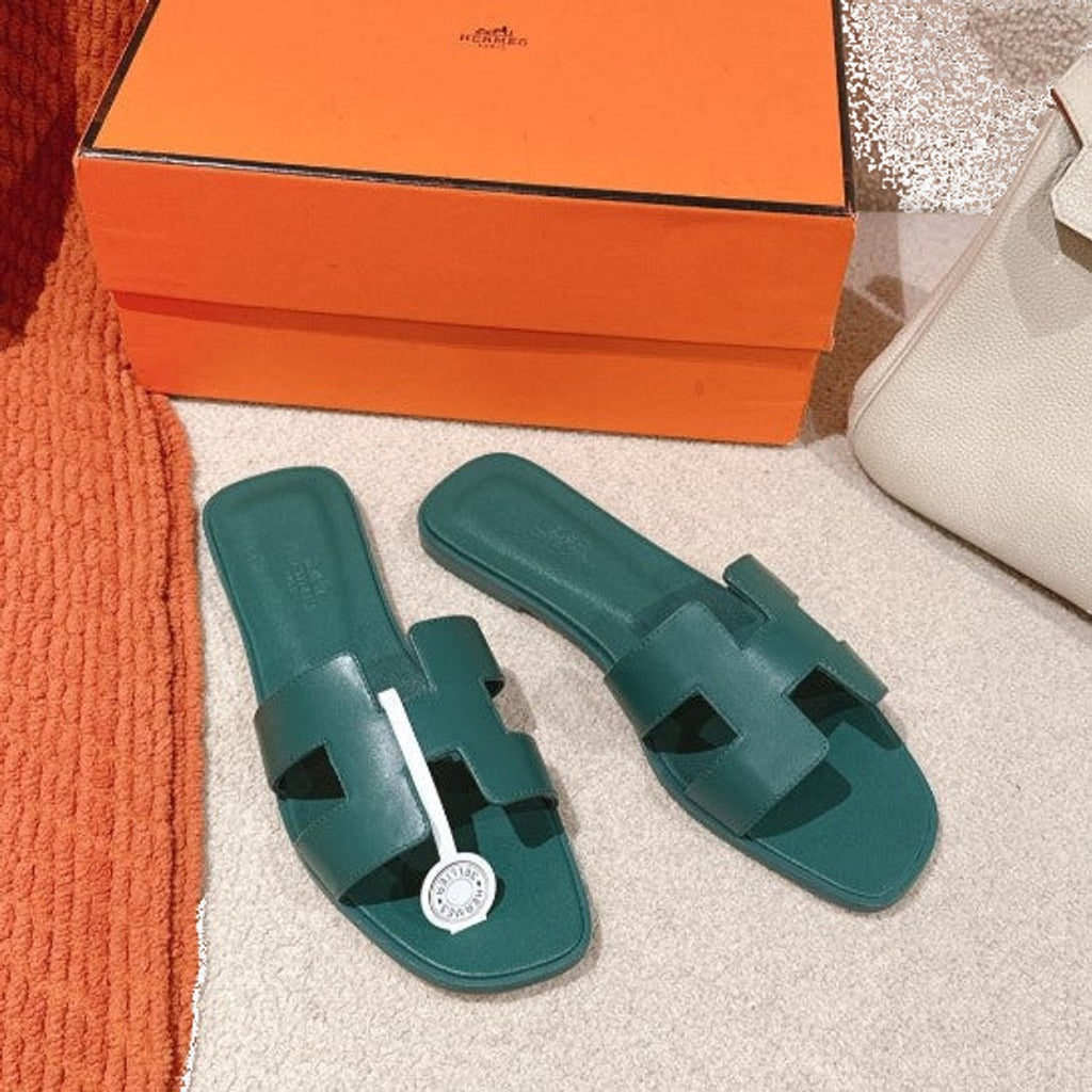 Hermes - Claquettes Vert Bouteille