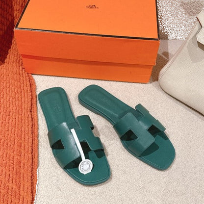 Hermes - Claquettes Vert Bouteille