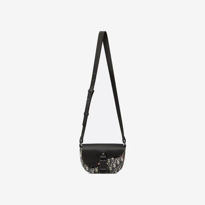 Mini sac Messenger à rabat Saddle Noir et Beige