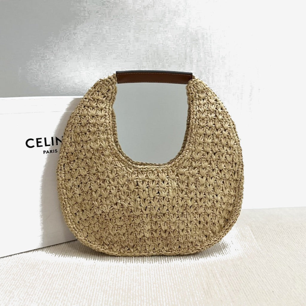 Céline - HOBO BAG IN Raffia and Calfskin