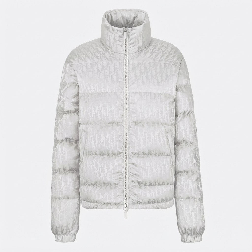 Doudoune Dior Oblique blanche : motif oblique clair et col montant