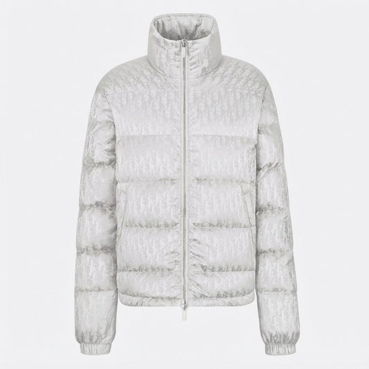 Doudoune Dior Oblique blanche : motif oblique clair et col montant