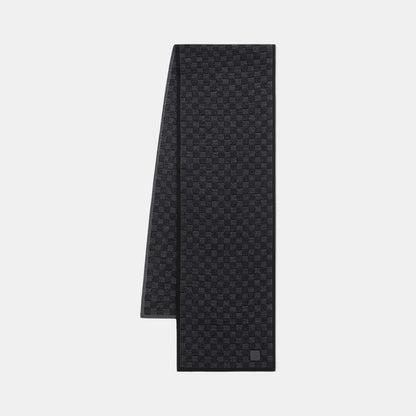 Bonnet écharpe LV Néo Petit Damier noir : petit damier noir et gris foncé, vue du bonnet