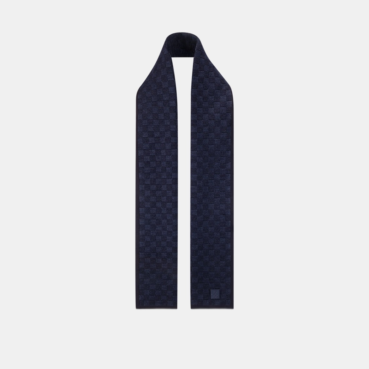 Bonnet écharpe LV Petit Damier bleu marine : petit damier bleu sur fond marine, vue du bonnet