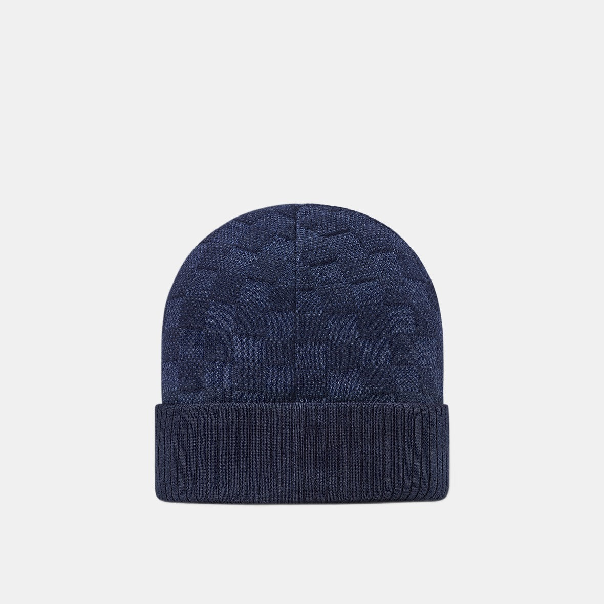 Bonnet écharpe LV Petit Damier bleu marine : petit damier bleu sur fond marine, vue du bonnet