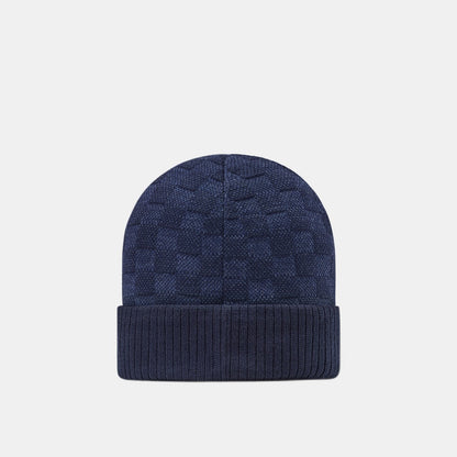 Bonnet écharpe LV Petit Damier bleu marine : petit damier bleu sur fond marine, vue du bonnet