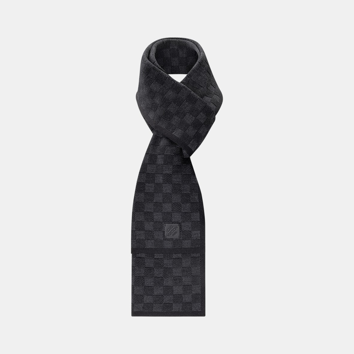 Bonnet écharpe LV Néo Petit Damier noir : petit damier noir et gris foncé, vue du bonnet