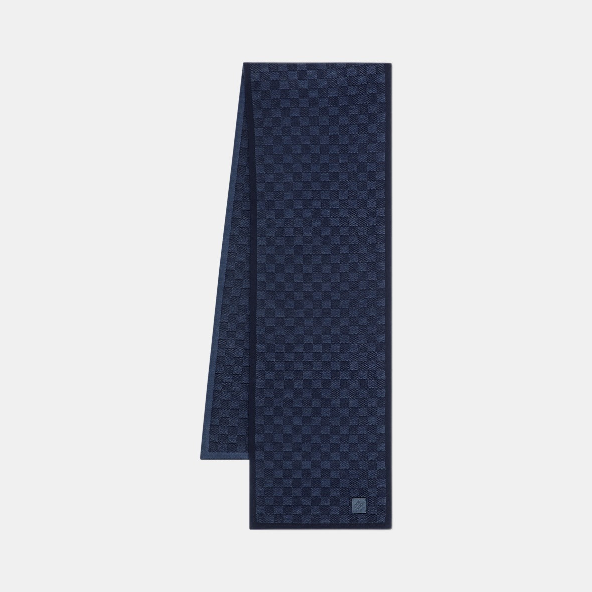 Bonnet écharpe LV Petit Damier bleu marine : petit damier bleu sur fond marine, vue du bonnet