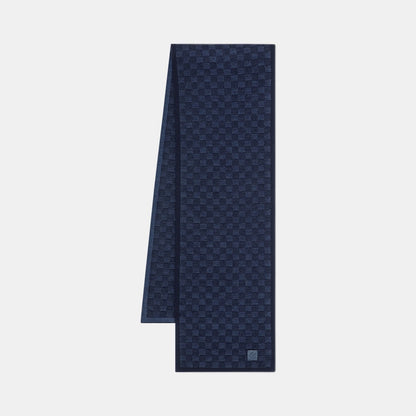 Bonnet écharpe LV Petit Damier bleu marine : petit damier bleu sur fond marine, vue du bonnet