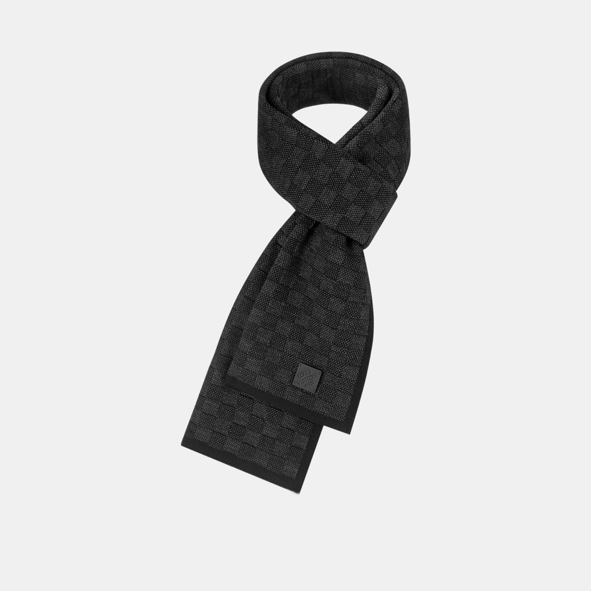 Bonnet écharpe LV Néo Petit Damier noir : petit damier noir et gris foncé, vue du bonnet