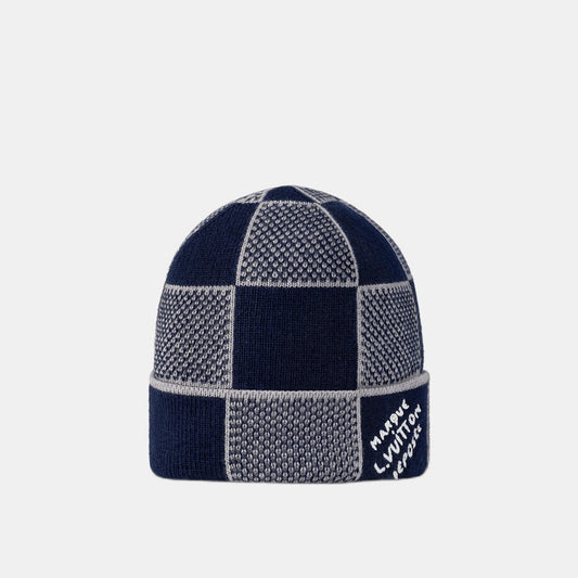 Bonnet et Écharpe Damier Heritage Bleu Marine — Louis Vuitton