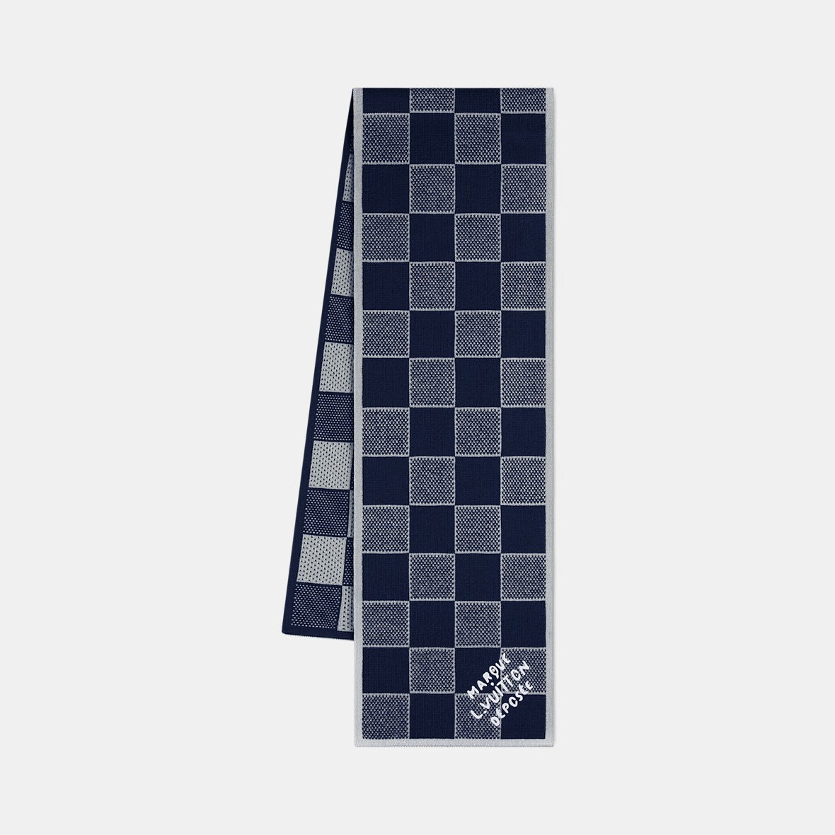 Bonnet et Écharpe Damier Heritage Bleu Marine — Louis Vuitton