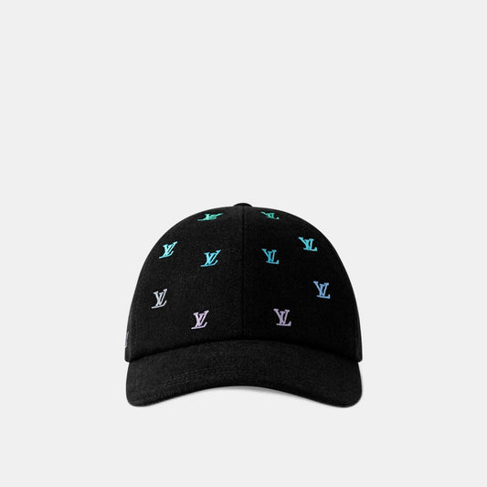 Casquette LV Blason Shading Denim noir et blanc, petits motifs LV colorés
