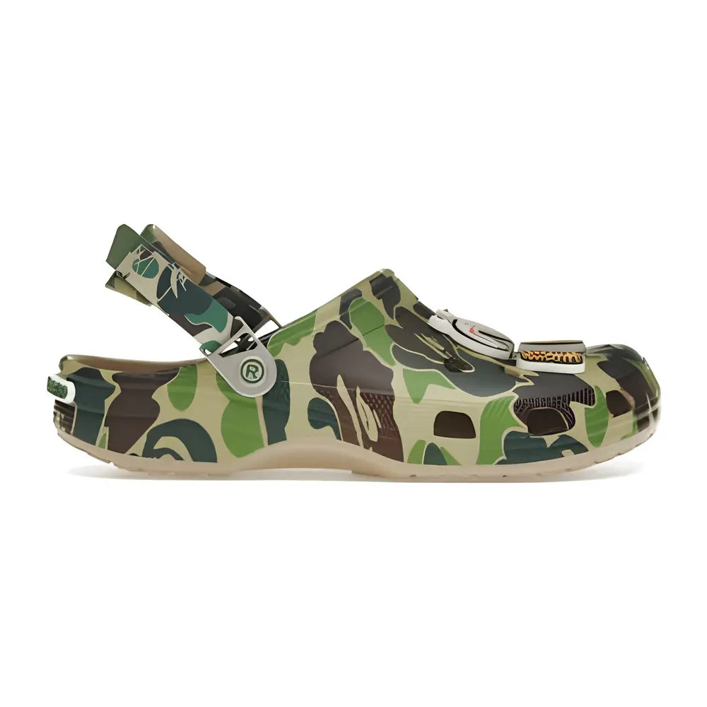 Crocs Bape Kaki | Collab Streetwear BAPE Camouflage Original & Iconique 