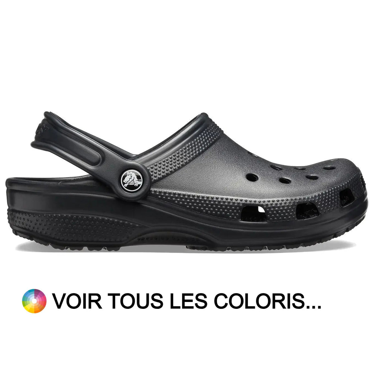 Crocs : sabot Classic noir perforé vu de profil