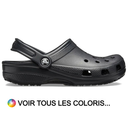 Crocs : sabot Classic noir perforé vu de profil